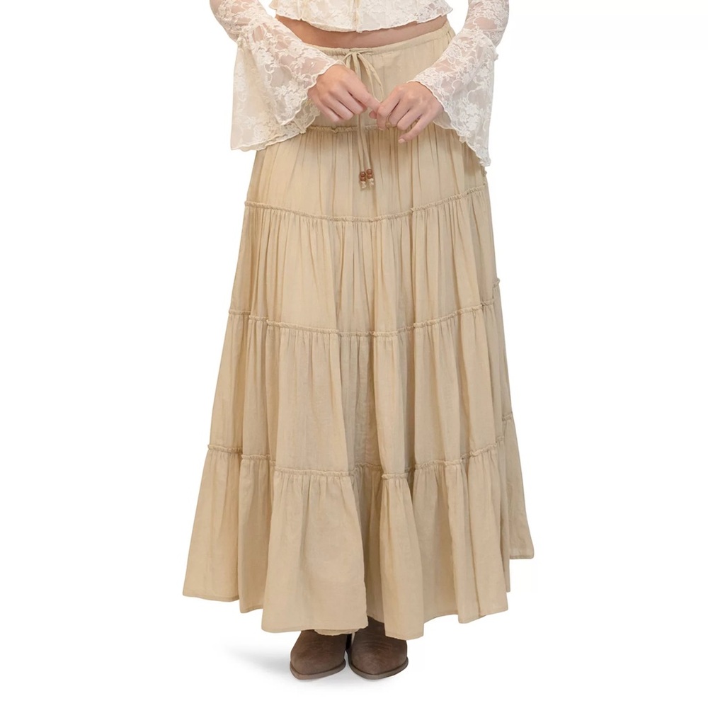 Madden Girl Tan Tiered Boho Maxi Skirt